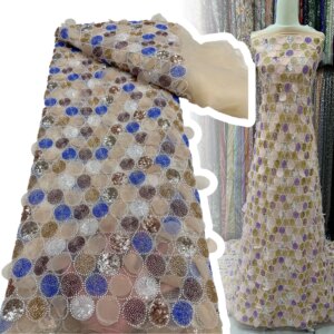 Newest African Beaded Lace Fabric 2025 High Quality Luxury French Nigerian Sequins Tulle Lace Fabric Wedding Party Dresses