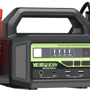 12V/24V Car Jump Starter, 6000A Peak 5.1 lbs Portable Jump Starter Battery Pack Quick Charge with AC Adapter 36400mAh