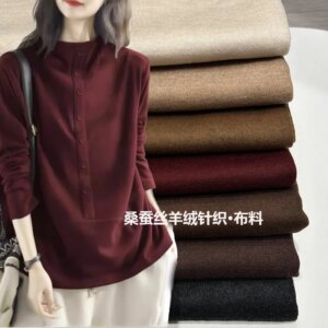 Autumn and winter new silk plush knitted fabric light skin soft waxy warm drape shirt base skirt elastic