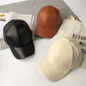 High Quality Unisex Winter Cap PU Leather Baseball Cap Men and Women Outdoor Travel Solid Snapback Hat Men Trucker Cap