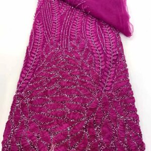 French Beaded Sequins Lace Fabric High Quality 5 Yards Mesh Tulle African Lace Fabric Nigerian Wedding Dress for Women