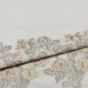 Elegant gold thread bouquet jacquard dress fabric brocade white dark-patterned positioning