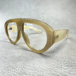 Eyeglass Frames Unique Oversize Pilot Arrow Vintage Handmade Honey Horn Prescription Man Glasses Frames Optical Lenses Eyewear