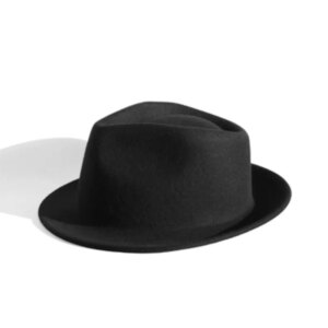 New men’s vintage jazz hat with curly brim top Dark wind wool small casual plus size