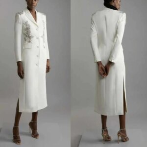 Elegant Long Women Suits 1 Piece Single Breasted Jacket Crystal Business Blazer Peaked Lapel Customized Mother Of Bride Dresses