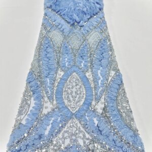2025 African French Nigerian High End Tulle 3D Lace Fabric With Beads Sequins for Embroiderg Wedding Party Bride Sewing Dress