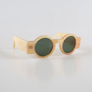 Man Sunglasses Women Round Classic Rough Vintage Wide Temple Handmade Honey Horn Men Sunglass Fashion Retro Glasses