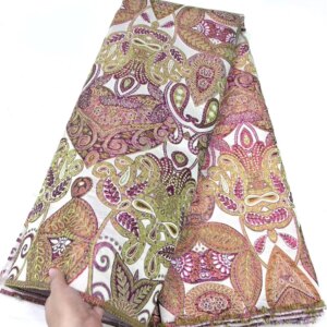 2024 High Quality Damask for Wedding Evening Dresses New Arrival African Brocade Lace Fabric Jacquard Organza Fabric