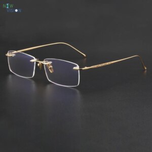 S800 Pure Silver Glasses Women New Frameless Square High-quality Eyeglass Frame Men Business Support Myopia Prescription Lenses