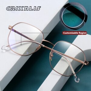 CRIXALIS Vintage Pure Titanium Prescription Custom Glasses Men Ultralight Polygon Eyeglasses Frames Optics Hyperopia Eyewear