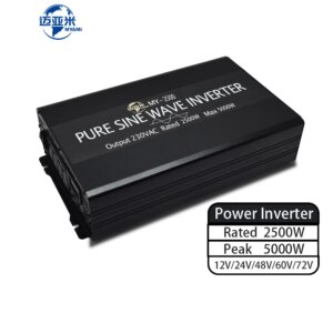MYAMi New 12V 24V 48V 60V 72V DC TO 110VAC 220VAC 2500W Micro Power Inverter Pure Sine Wave Inverter Solar Car Inverters