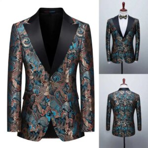 Single Breasted Men’s Suits Long Sleeve Jacquard Fashion Groom Tuxedos Wedding Business Blazer Masculino Customized