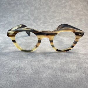 Women Men’s Glasses Frames Vintage Owl Stripes Handmade Genuine Natural Horn Reading Eyeglass Frames Optical Lenses Eyeglasses