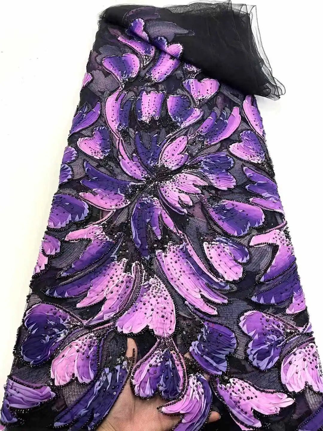 New Design Sequins Tulle Lace Fabric African Fabric Lace Wedding Dresses 2025 Luxury Beaded Lace French Mesh Sequence for Sewing