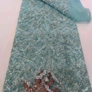 African Lace Fabric 2025 Sequins Beaded Embroidery Groom Nigerian Bridal High Quality French Tulle Lace Fabric For Wedding Party