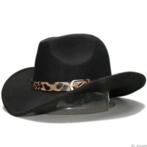 Belt men’s and women’s casual woolen vintage cowboy hat with large brim sunshade