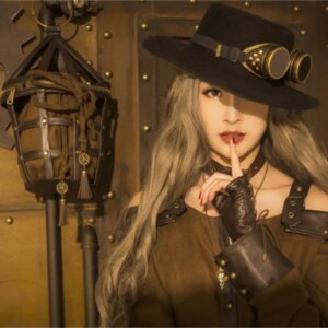 Goth windproof casual all-match woolen cowboy hat for men and women with large brim wide sunshade