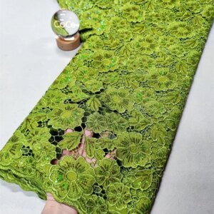 African chiffon lace fabric with beads high quality nigerian beads lace embroidery guipure lace fabric for wedding women