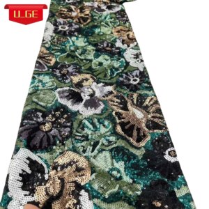 2025Latest Austia High Quality Eligant Soft Mesh Heavior Sequin Lace Fabric For Party Evening Dress U_Ge5298