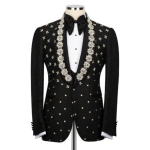Luxury Men Suits 3 Piece Handmade Beaded Diamonds Slim Fit Men Suit Customized Wedding Party Formal Occasions Groom Tuxedo