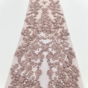 2025 5 Yards Newest Hot Selling French Lace With Sequins Beaded African Tulle Lace Net Embroidered Lace Fabric For Wedding Party