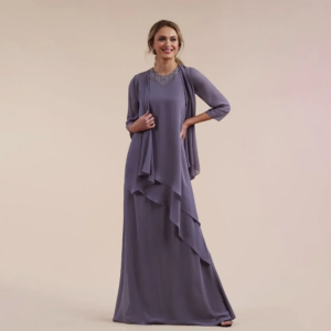 New Chiffon Mother Of The Bride Dresses with Jacket Custom Made Wedding Guest Gowns Plus Size Formal Prom wear customized