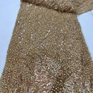 White African Nigerian Groom Tulle Lace Fabric 2025 High Quality Sequins Embroidery Beads Nigerian French Wedding Party Dress