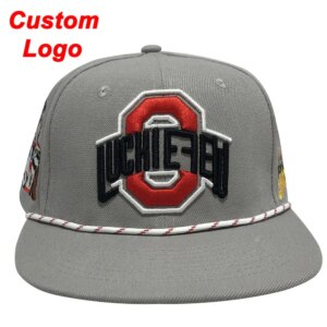 Custom Baseball Grey Cap With Rope String On The Front Football Club Player Names Beach Outdoor Journey Customize Snapback Hat