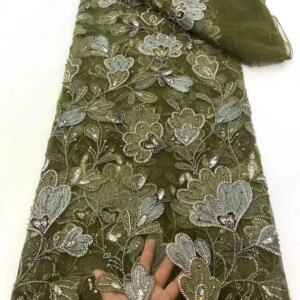 Luxury African Sequin Beaded Lace Fabric 2025 High Quality Groom Nigerian Wedding Bridal Embroidery French Tulle Sewing