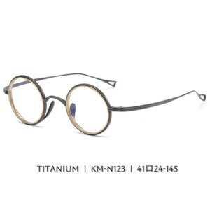Luxury Pure Titanium Round Eyeglass Frame Lightweight – Vintage Designer Prescription Glasses for Men/Women Reading & Myopia Use