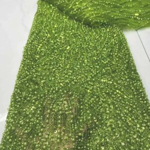 Luxury African Sequin Beaded Lace Fabric 2025 High Quality Groom Nigerian Wedding Bridal Embroidery French Tulle Sewing