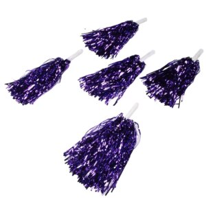 120Pcs Cheerleading Pom Poms Metallic Foil Cheer Pom Poms With Plastic Handle For Adults Kids Cheerleaders Party Purple