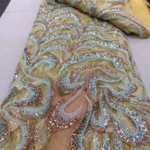 Africa Nigerian Beaded French Mesh Lace With Sequins High Quality 2025 Embroidery Lace Sequins Lace For Wedding Dresses Women