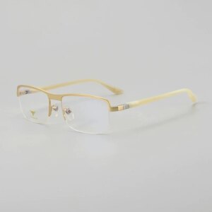 Belight Optical Nature Horn 360 Degree Rotate Design Pure Titanium Half Rimless Frame Men Prescription Eyeglasses PL1111