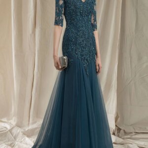A-Line Elegant Mother of the Bride Dress Wedding Party Evening Gown V-Neck Half Sleeve Ruffles Appliques 2025 Free Customized