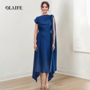 Sheath Asymmetrical Jewel Neck Tea-Length Ruched Chiffon Mother Of The Bride Dresses Sleeveless שמלה סקסית לארוע לערב אמא של כלה