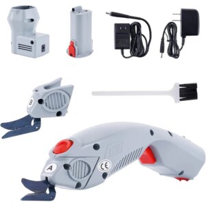 Wbt-1 Electric Fabric Scissors Rechargeable Shears Portable Cloth Cutter with a Battery 2 Blades for Carpet/Leather/Rubber/Pape