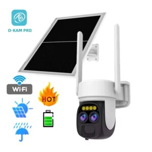 6MP Outdoor Security WiFi Camera Solar Ultra Long Standby PTZ Night Vision Dual Lens Camera Waterproof PIR Zoom Dual Lens Camera