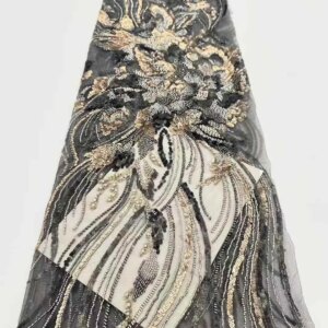 2025 African Luxury Beaded Lace Fabric 2025 High Quality Sequins French Tulle Embroidered Lace For Wedding Party Dress KB4327