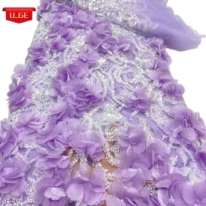 5Yards 2025 Latest Best Quality Delicate Very Soft 3D Applique Mesh With Stones lace Fabric For Wedding Evening Dress U_GE2918
