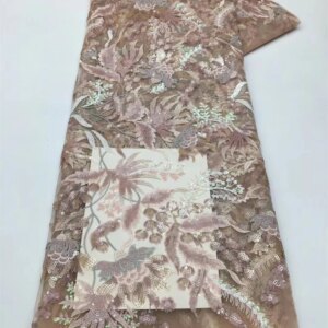 Sequins african french lace fabric high quality sequins tulle net lace embroidery french net lace for wedding party dress