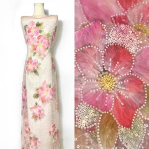 Luxurious Nigerian African Beaded Lace Fabric High Quality Sequins Embroidery African French Lace Fabric For Sewing Dress