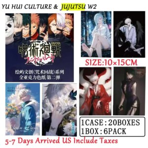 2025 Wholesales Jujutsu Kaisen Demon Slayer Collection Cards Booster A6 Acrylic Male God Abs Breast Tcg Card Change Game