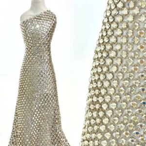 6*6 Crystal DIY Rhinestone Mesh Fabric Sewing Ribbon Net Lace Fabric With twinkle Stones Many Colors 5Yards