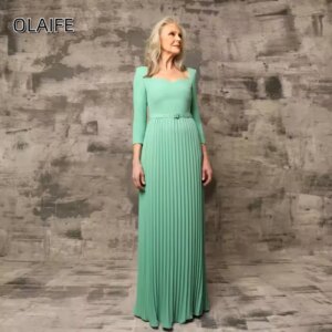 Sweetheart Mother of the Bride Dresses Chiffon Long Sleeves Sash A-Line Floor Length Customized robes invitée mariage