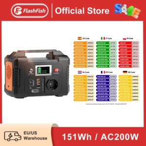 FF Flashfish E200 Portable Power Station 200W Solar Generator 151WH Battery AC DC Outdoor Camera Drone Power Supply Solar Charge