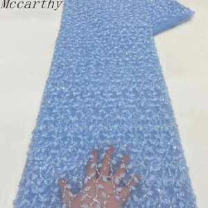 African Groom Lace Fabric 2025 French Nigerian Lace Bridal 2024 High Quality beads Net Tulle Lace Fabric For Party women 5yards
