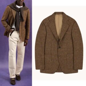 Retro Men’s Suit Single Breasted Three Buttons Plaid Woolen Blazer Prom Party Tuxedos Coat Bussiness Wedding Jacket Customized