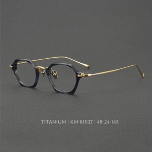 Japanese Retro Polygonal Square Eyeglasses Titanium Frame Trendy Designer Myopia & Presbyopia Optical Glasses for Men and Women