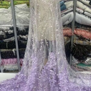 Latest African 3D Feather Laces 2024 High Quality Embroidered Beads Sequins Mesh Fabric For Nigeria Wedding Party Dress